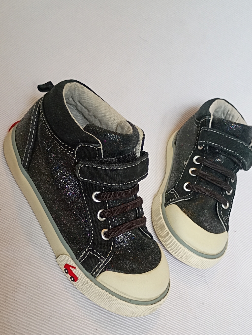 See Kai Run Girls Black Glitter High Top